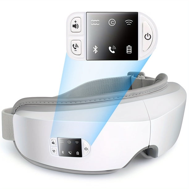 Rechargeable 4D Smart Eye Massager with Heat and Vibration for Relieving Eye Fatigue, Dark Circles, Dry Eye, and Migraine - Perfect Gift for Men and Women