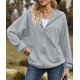 thumbnail image 4 of Sudadera con capucha y cremallera completa para mujer, color liso, informal, con capucha, manga larga, bolsillos, abrigo, 4 of 6