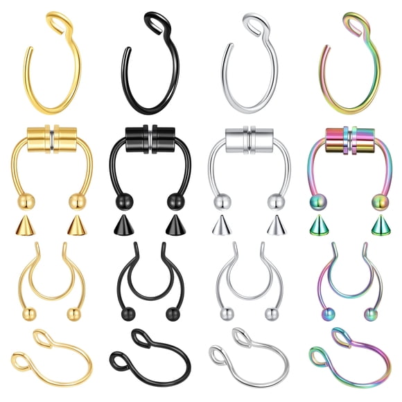 Set de 16 anillos de nariz falsos VELCARE de 8 mm en acero inoxidable