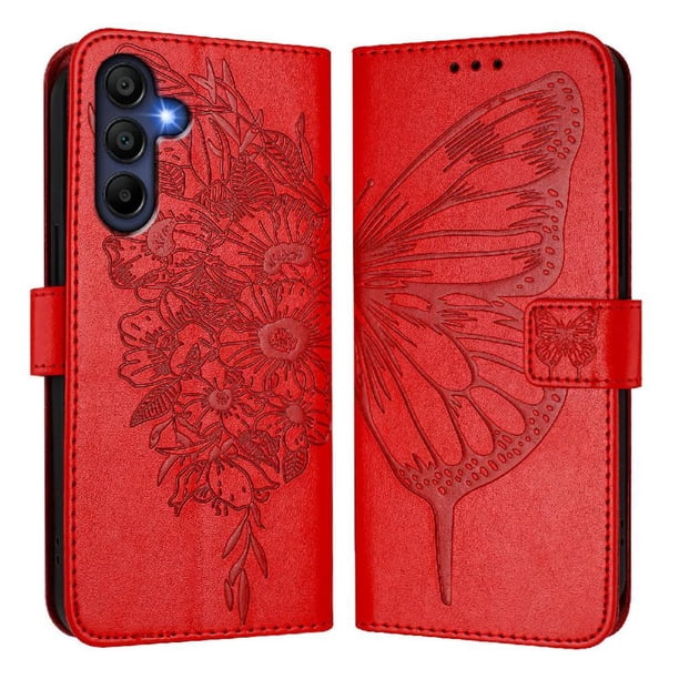 Funda Cartera Mariposa Para Samsung Galaxy A26 5g Con Soporte Y Ranuras Para Tarjetas Rojo