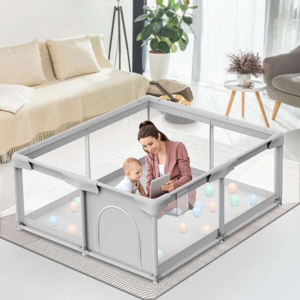 Baby Playpen Besuhot Baby Playard con puerta de 127 x 127 cm para interiores y exteriores
