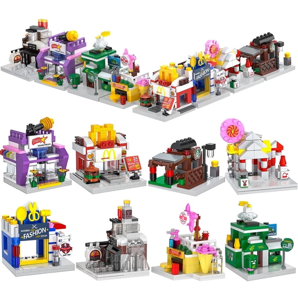 Kit de bloques de construcción ZornRC Mini City Shop de 822 piezas
