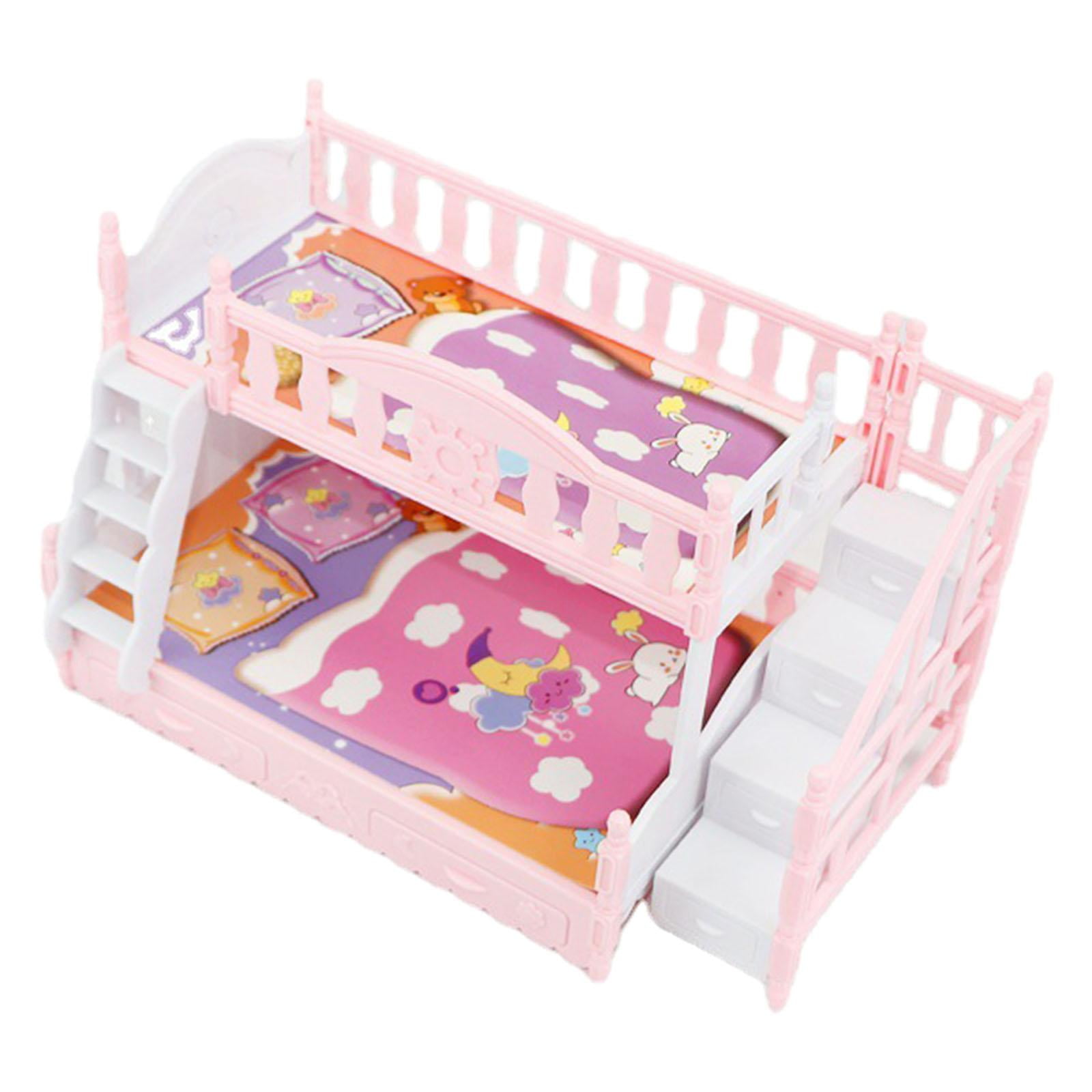 Magideal - Muebles De Casa De Muñecas Escalera Recta Barandilla Juego De Simulación Decorativo Modelo De Cama Doble Reemplazos Para Niños Mayores