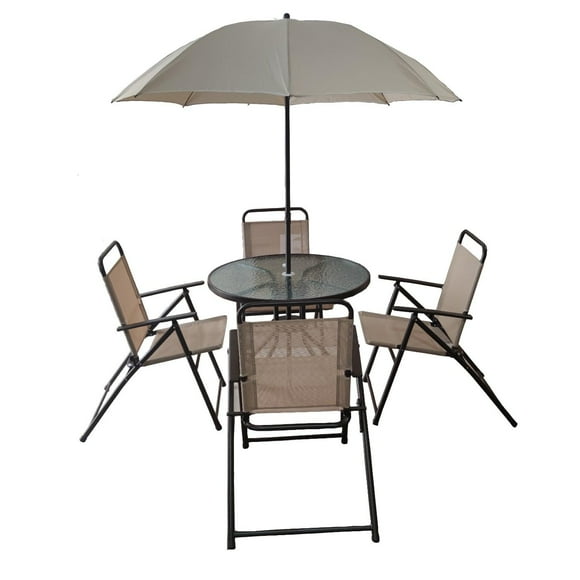 Juego De Terraza Jardín Set 6 Piezas Con Quitasol Midtown beige