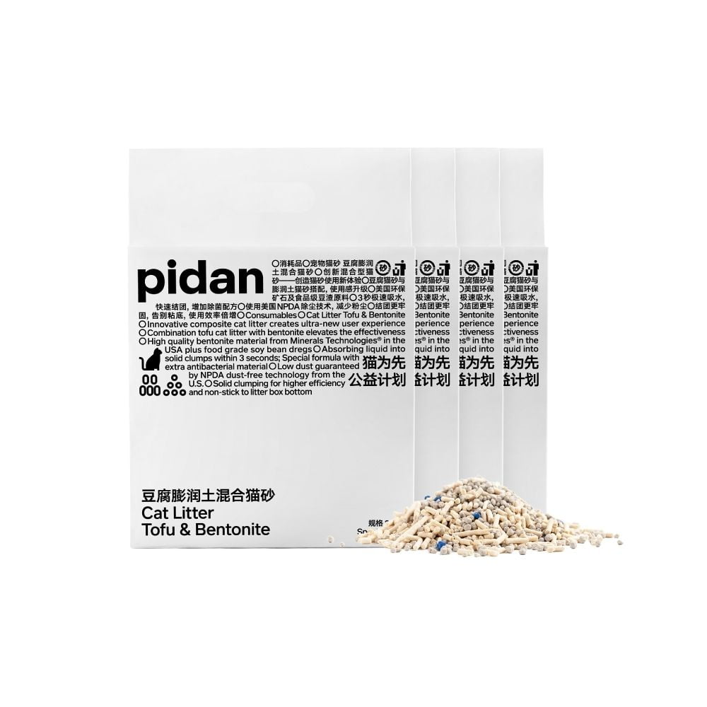 Pidan - Arena Para Gatos Con Tofu + Bentonita 2.4kg/6l X4 Unid