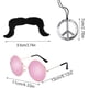 thumbnail image 3 of Disfraz de hippie para hombre, 4 piezas, accesorios, medallón de la paz, disfraz afro, peluca, gafas de sol de la paz, bigote, 3 of 7