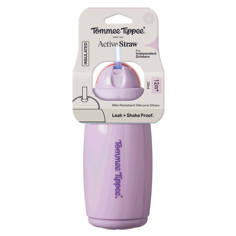 Tommee Tippee - Vaso Con Bombilla De Silicona 266ml Active Cup 12 Meses+