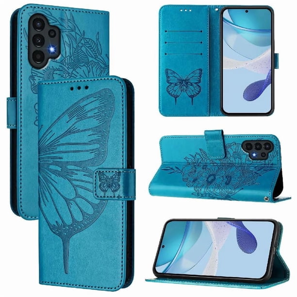 Funda Cartera Mariposa Para Samsung Galaxy A13 4g 5g Con Soporte Y Ranuras Para Tarjetas Azul