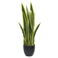Arbusto Real - Decoracion Interior Planta Artificial Lengua De Suegra Sansevieria Verde Mediano