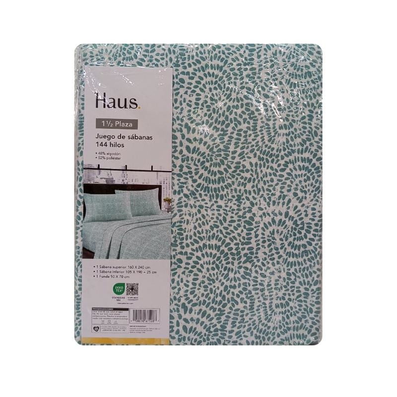 Haus - Juego De Sábanas Puntos 1.5 Plaza 144 Hilos 48% Algodón