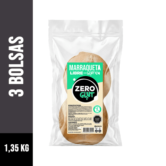 PACK 3X MARRAQUETA SIN GLUTEN 450G ZEROGLUT