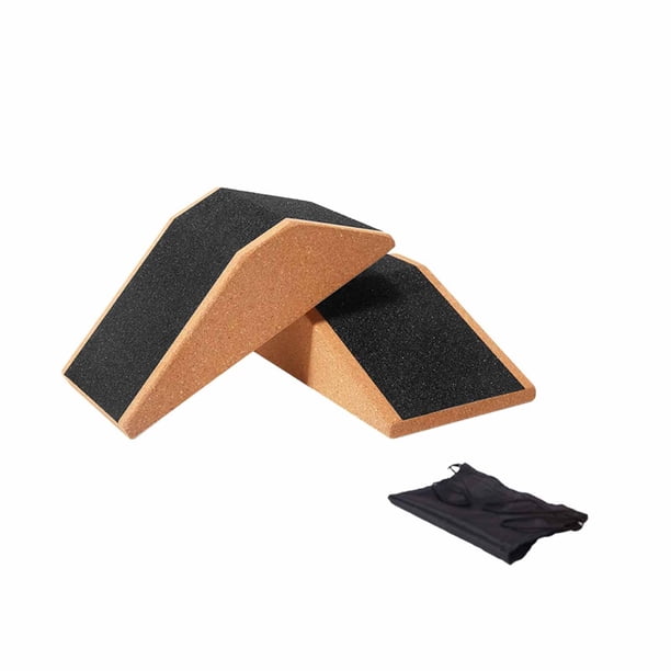 Bloque De Cuña Para Sentadillas De Corcho, Plataforma Duradera Para Pilates, Gimnasio, Sentadillas Elevadas Con Talón, 2 Uds. Con Bolsa