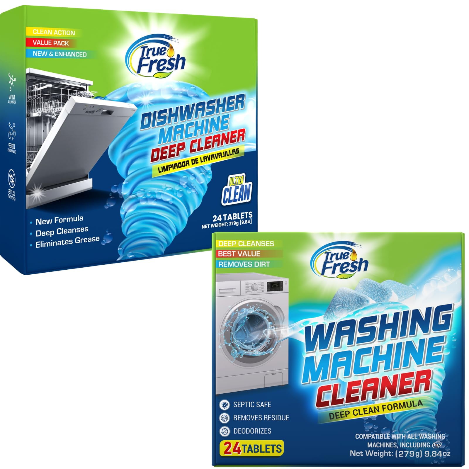 Paquete De Tabletas Limpiadoras True Fresh, Paquete De 48 Para Lavadora Y Lavavajillas
