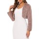 thumbnail image 4 of Chaqueta de Piel para Mujer Chaqueta de Novia Recortada Vestido Bolero Formal Abrigo de Imitación de Piel Abierto por Delante para la Noche 2XL Rosa Empolvado, 4 of 6