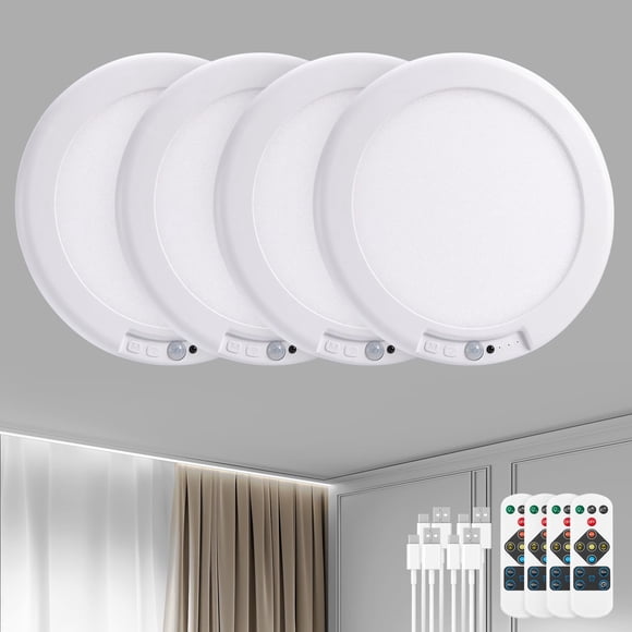 Lámpara de techo Bojim recargable con sensor de movimiento, paquete de 4 con control remoto