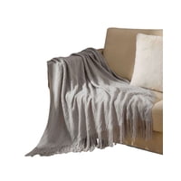 Tengfei - Mantas Decorativas Para Sofas Camas Con Flecos 127X152 Cm Gris