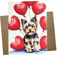 Tarjeta De Felicitación Whitman And Daughter Yorkie 5X7"" San Valentín