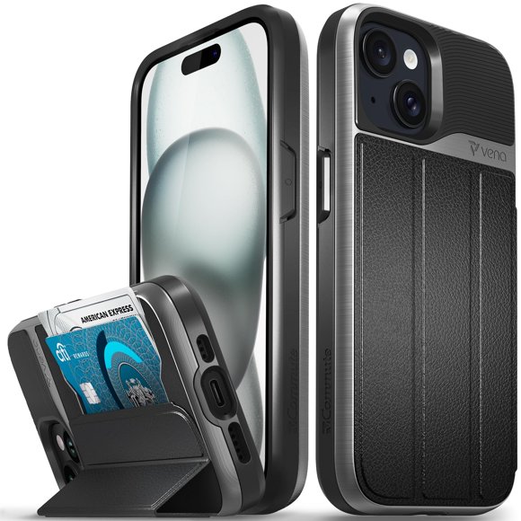 Funda VENA vCommute para iPhone 15 Negra con Billetera