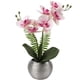 thumbnail image 1 of Flores artificiales de orquídea Briful de 33 cm en florero plateado, 1 of 6