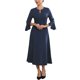 thumbnail image 1 of INSPIRE CHIC Vestido Formal de Mujer con Cremallera Frontal, Mangas Acampanadas, Oficina de Negocios, Vestidos Midi Línea A, Talla S, Azul Oscuro, 1 of 5