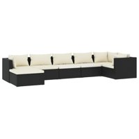 Conjunto De Lounge Para Patio Casafoyer 7 Piezas En Poliratán Negro
