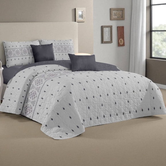 Cubrecama Quilt De Verano Super King Medida 270x290cm Delgado + 2 Fundas De Almohada CMVSUPERK-GS-15