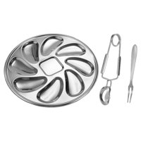 Magideal - Bandeja Para Ostras, Vajilla Apilable Con , Bandeja Para Aperitivos, Plato De Cena De Acero Inoxidable Para Camping, Restaurante, Barbacoa, Ostra , B B