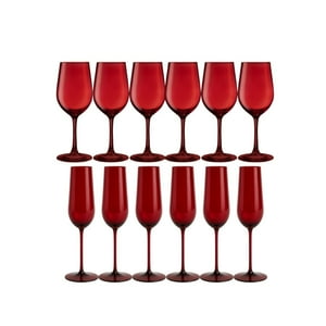 Set 12 Copas Full Color Rojo Menaje Allegra Celebraciones
