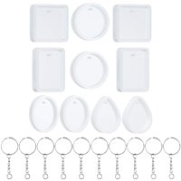 Ioensy - 20 Piezas Diy Llavero Colgante Fundición Silicona Molde Kit 5 Estilos Pendiente
