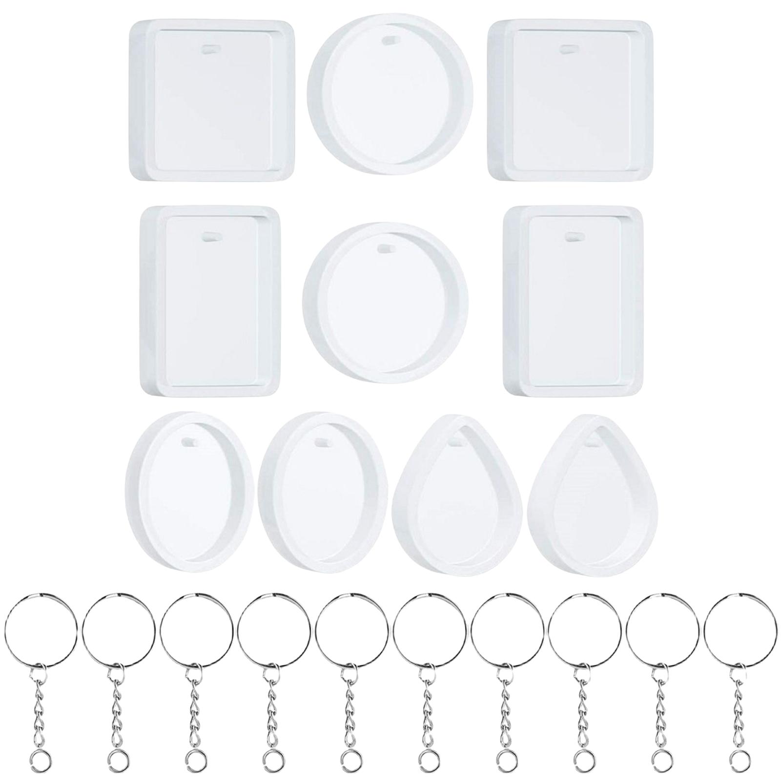 Ioensy - 20 Piezas Diy Llavero Colgante Fundición Silicona Molde Kit 5 Estilos Pendiente