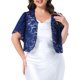 thumbnail image 1 of Agnes Orinda Conjuntos de Halloween para Mujeres Tallas Grandes Escuela Colegio Bolero Chaquetas Encaje Floral Tops Elegantes Transparentes Abiertos al Frente Mangas Cortas Cárdigans 4X Azul Marino, 1 of 6