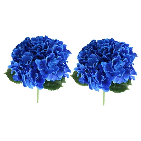 Bothyi - Ramo De Flores Con Tallos, Flor De Hortensia Para Compromiso, Boda, Fiesta, Azul Oscuro, 2 Uds.