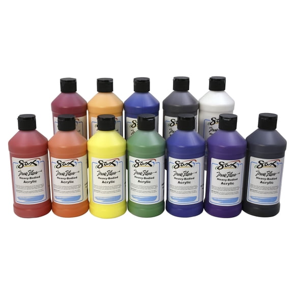 Set de Pintura Acrílica Sax 12 colores surtidos en frascos de una pinta