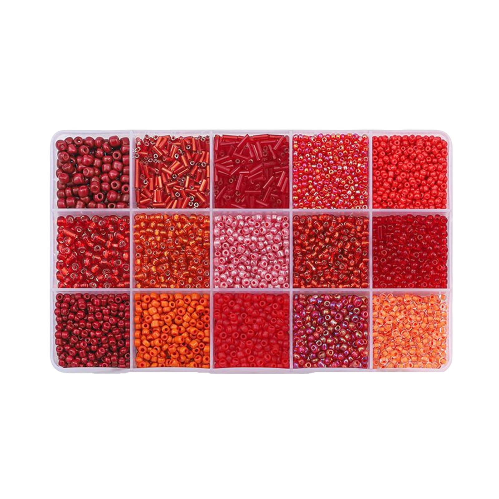 Bothyi - Fabricación De Pulseras De Cuentas De Vidrio Redondas De Colores Con Caja De Almacenamiento Para Manualidades De Bricolaje Rojo
