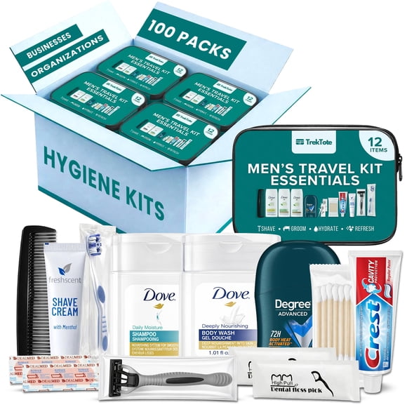 Kit de Higiene TREKTOTE - Pack de 100 unidades Premium para Hombre
