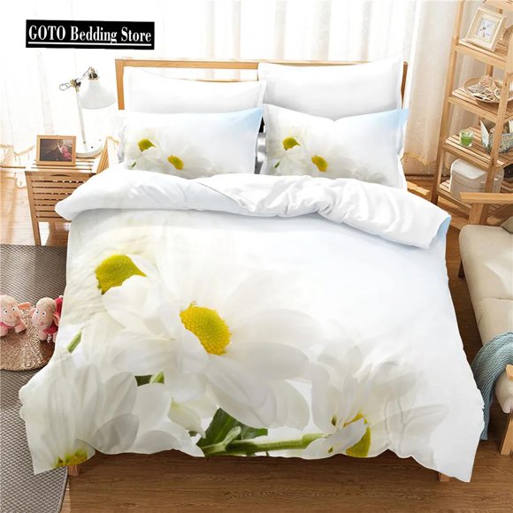 v523 Bed Sheets Bedding Set Adults Chrysanthemum flower Duvet Cover Sets Kids,twin Full Queen King Bedroom Set Home Textile housse de couette 3-Piece Bedding Set (1 Duvet Cover + 2 Pillow Shams) Bed