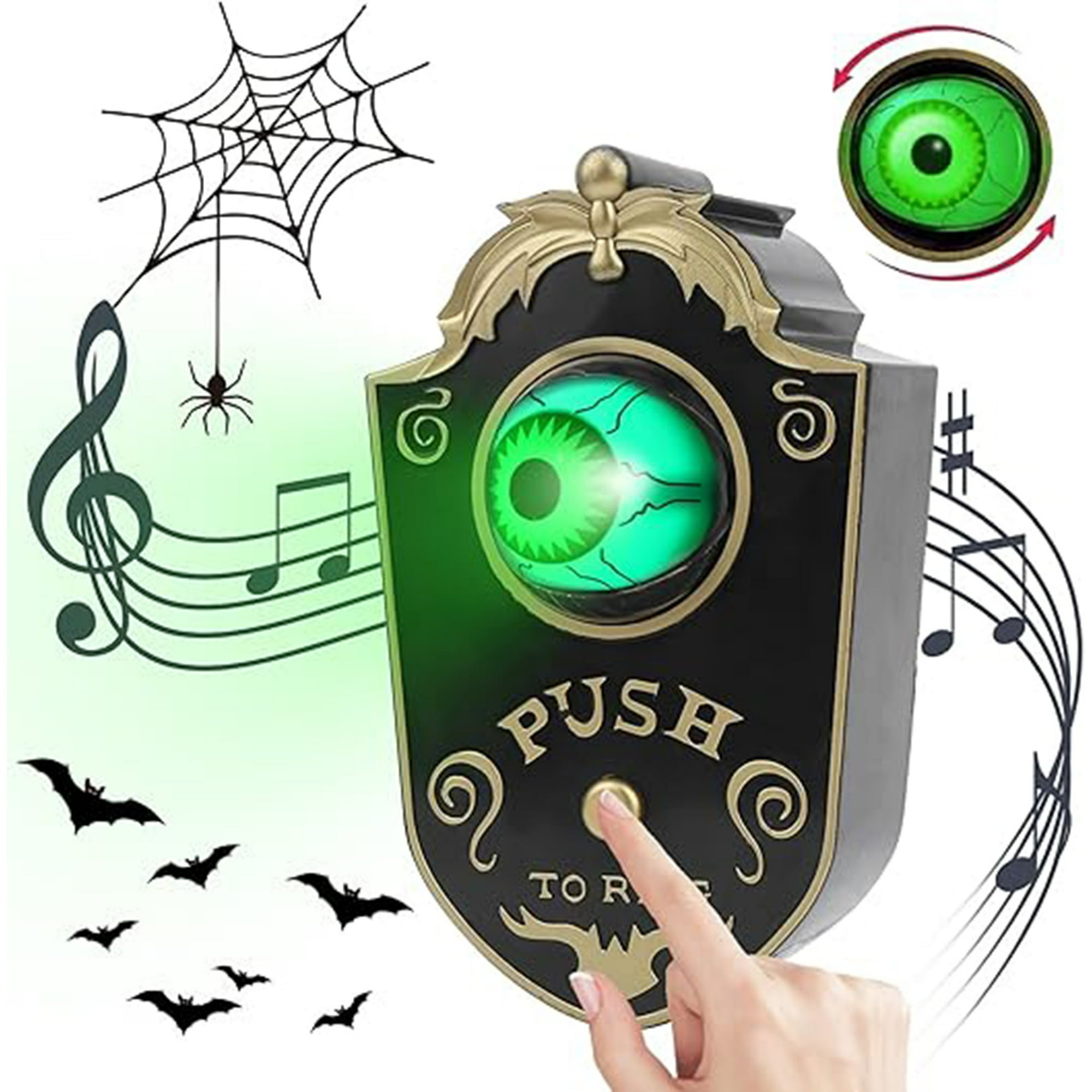 Veat00l - Decoración De Halloween, Timbre Luminoso Tuerto, Efectos Sonoros Terroríficos, Aspecto Realista, Crea Ambiente, Adornos Decorativos Para Fiestas Fáciles De Colgar