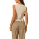 thumbnail image 3 of Chaleco sin mangas de botón y cuello en V para mujer Inspire Chic, crop, talla S, color caqui, 3 of 6