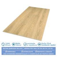 Novahus - Piso Spc Roble Clásico Click 5+1 Mm 18,2 X 122Cm 2,2 M²