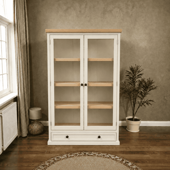 Vitrina "Horizon" de Madera Natural Vitrina Gran Formato - Beige - 120x35x180 cm