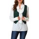 thumbnail image 5 of INSPIRE CHIC Chaqueta sin mangas a cuadros elástica asimétrica con botones y cintura fruncida en V para mujer S Verde, 5 of 8