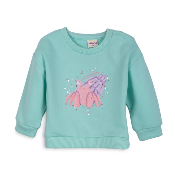 Polerón Bebé Niña Cuello Redondo Estampado Cangrejo Aqua Pillin