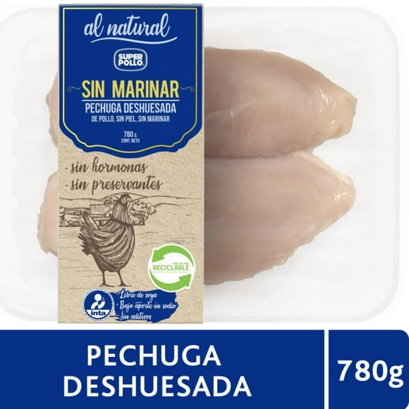 Pollo Pechuga Deshuesada Sin Marinar Envasada, 780 g