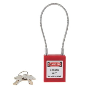 Genérico - Cerradura De Aislamiento De Bloqueo De Candado De Seguridad De Cable De Acero Inoxidable, 7 Colores Rojo