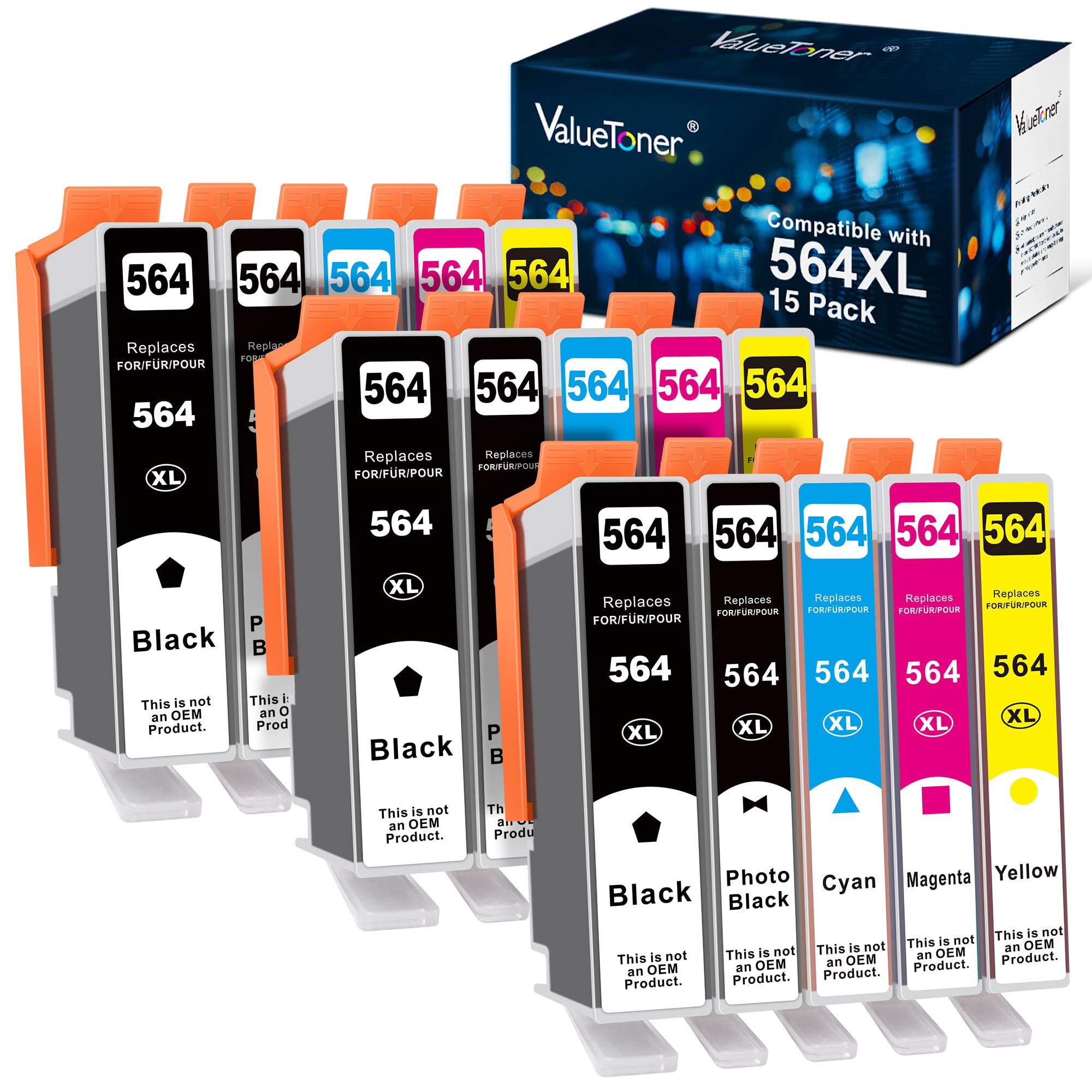 Cartuchos De Tinta Valuetoner 564xl Para Impresoras Hp, Paquete De 15
