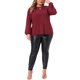 thumbnail image 2 of Agnes Orinda Trajes de Halloween para Mujeres Tallas Grandes Día de San Patricio Tops Brillantes con Purpurina Blusa de Cóctel con Cuello en V y Manga Larga Camisetas Plisadas 3X Burdeos, 2 of 6