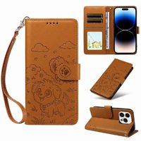 Funda Billetera Foxdock Compatible Con Iphone 14 Pro, Diseño Perrito Tierno, Ranuras Para Tarjetas Y Soporte Plegable