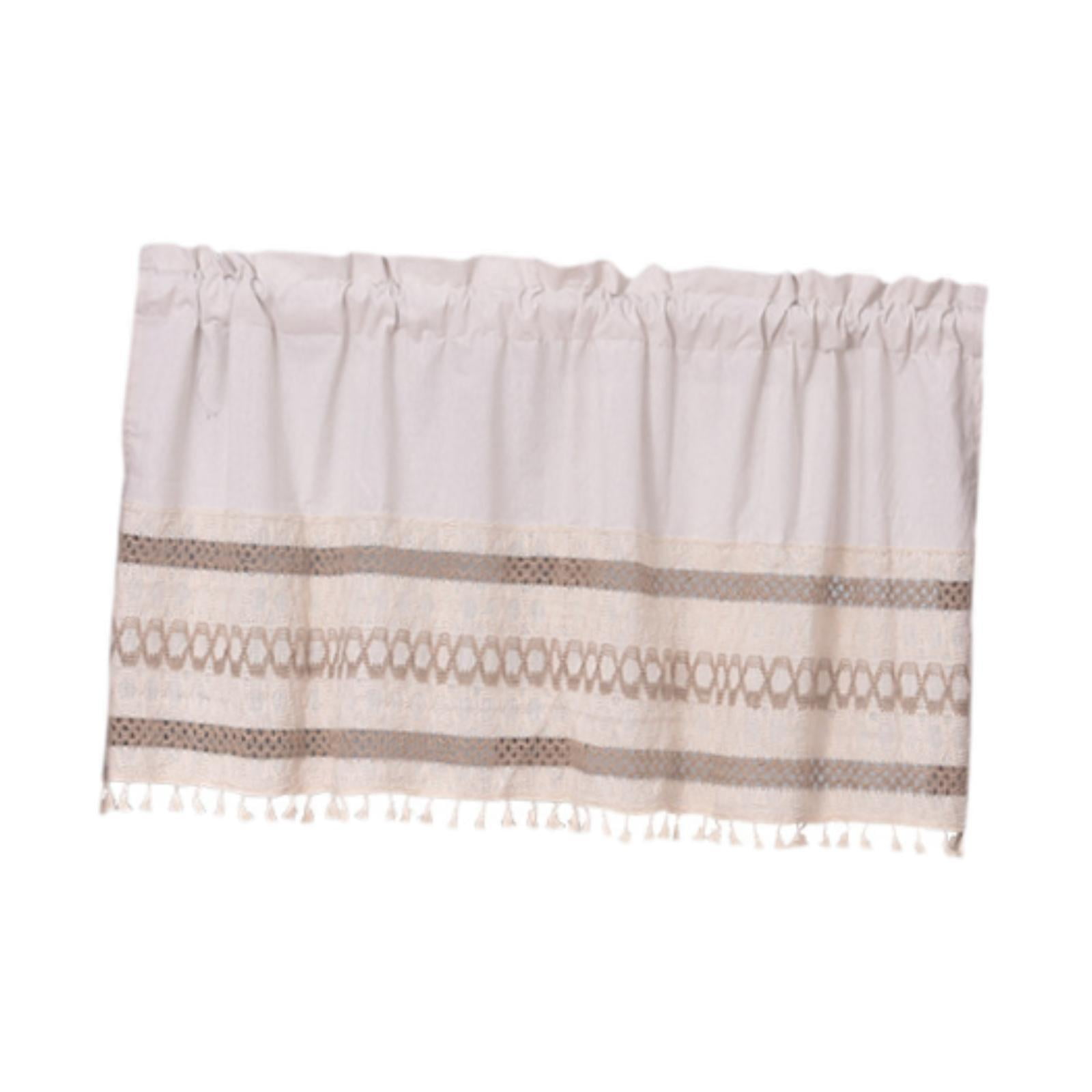 Magideal - Cortina De Cenefa Boho De Algodón Decorativo Lino De Algodón Bolsillo De Varilla Para Ventana Para Baño Habitación Para Niños Decoración De La Sala De Rayas Delgadas S
