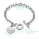 thumbnail image 2 of Pulsera de eslabones grabados de acero inoxidable con hebilla OT para mujeres y niñas, 2 of 7