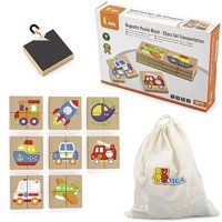 Viga - Juguete Madera Puzzles Magneticos Block Transporte 32 Pz